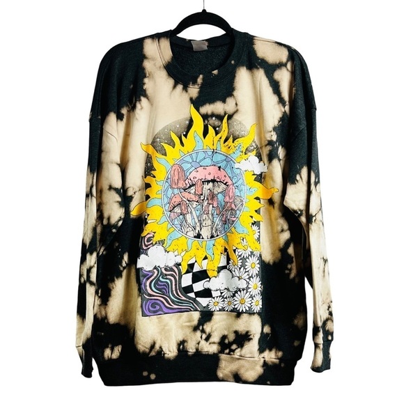 NWT NOBO Junior’s Lightweight Long Sleeve Sun/ Mushroom Graphic Sweatshirt - Picture 5 of 13